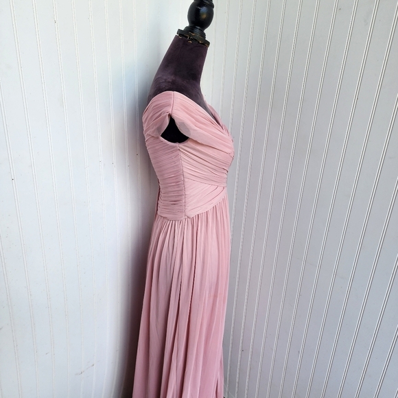 Davids Bridal Bridesmaid Gown Dress Blush Petal pink chiffon Formal size 6 - Picture 4 of 16